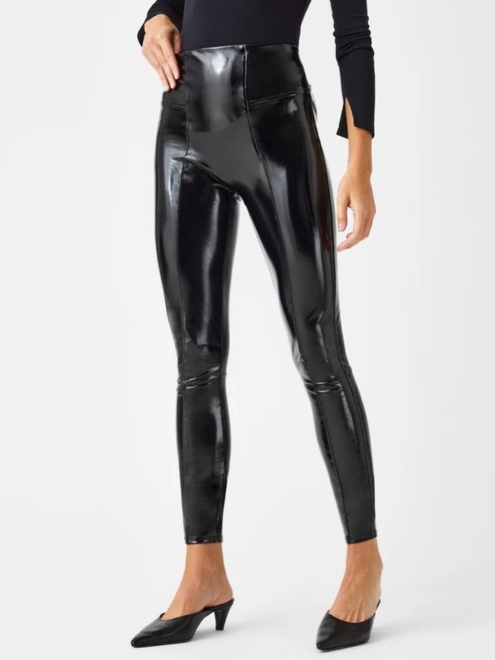 SPANX High-Shine Black Faux-Leather Leggings